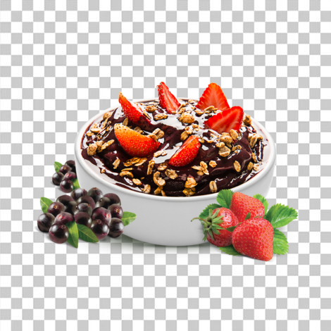 Açaí na tijela com frutas png sem fundo