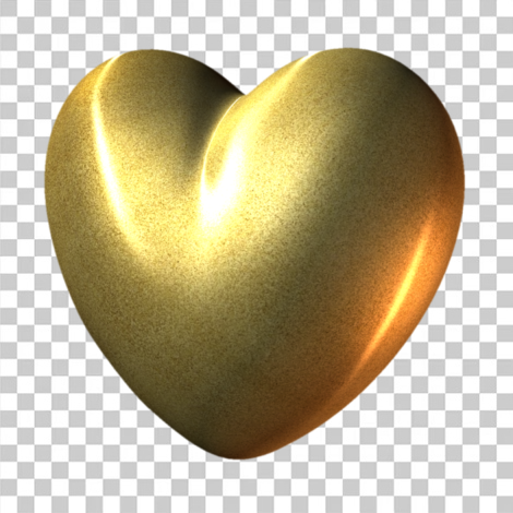 Coração dourado 3d transparente png