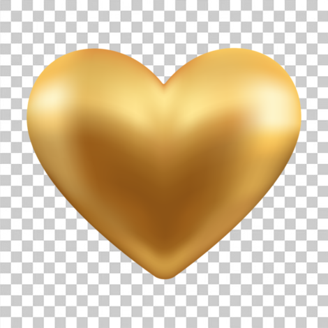 Coração dourado 3d transparente png