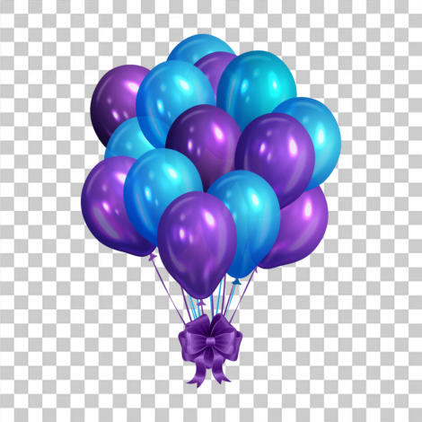 Balões azul e roxo, bexiga aniversário transparente png