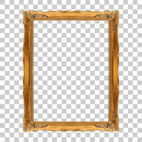 Moldura quadro dourado transparente png