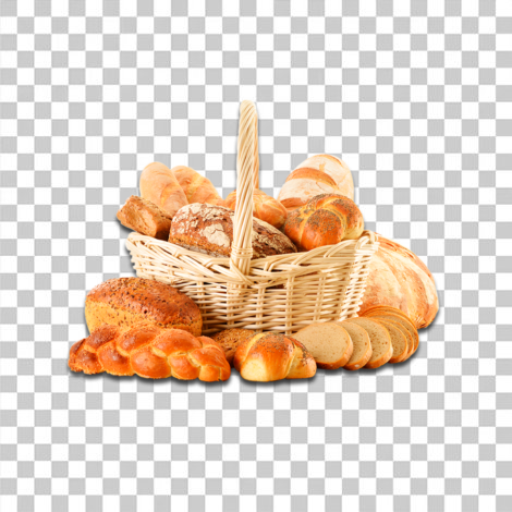 Cesta de pão, pães, padaria sem fundo png