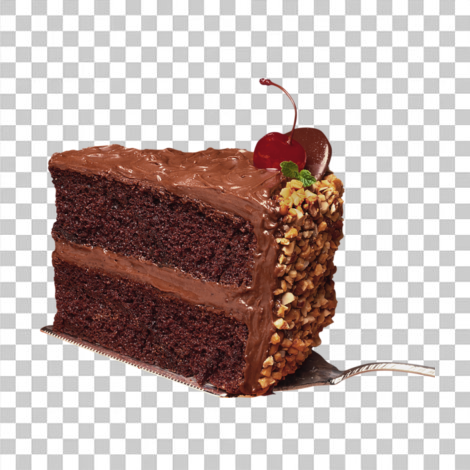 Fatia de bolo de chocolate transparente png