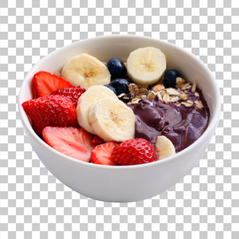 Açaí na tigela com banan e morango png