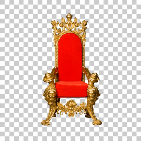 Trono dourado e vermelho, cadeira de trono PNG