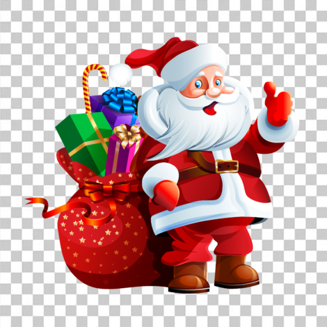 Papai noel com saco de presente em png