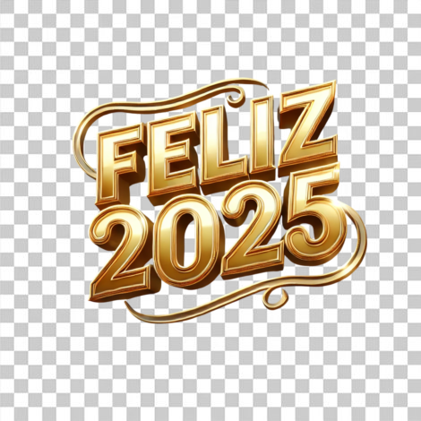 Feliz 2025 dourado em 3d transparente png